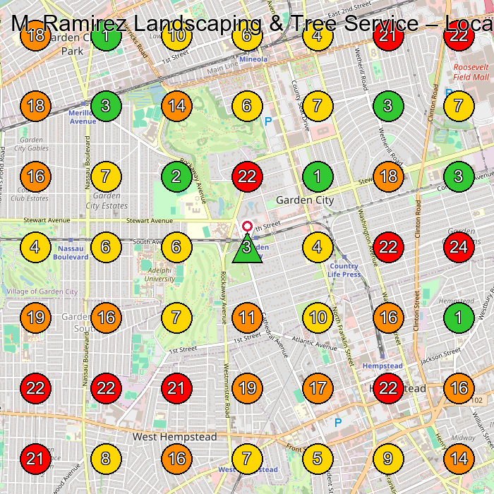 M. Ramirez Landscaping & Tree Service Landscaper GeoGrid ranking map for None