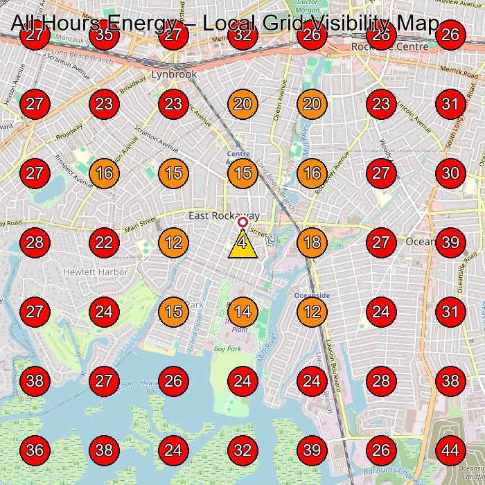 All Hours Energy GeoGrid visibility map for Hvac Contractor in Lynbrook