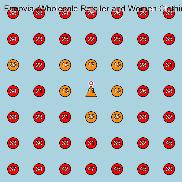 Fanovia -Wholesale Retailer and Women Clothing In USA GeoGrid visibility map for Women'S Clothing Store in None