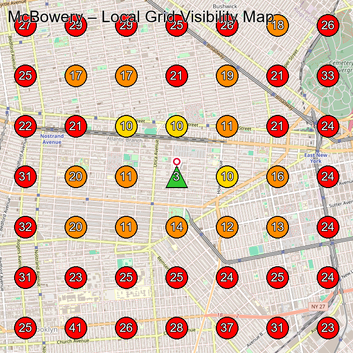 McBowery GeoGrid visibility map for Manufacturer in Brooklyn