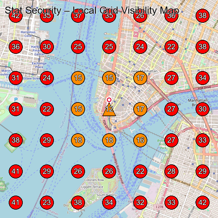 Stat Security GeoGrid visibility map for Security Guard Service in New York