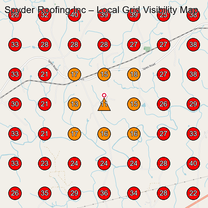 Spyder Roofing Inc GeoGrid visibility map for Roofing Contractor in None