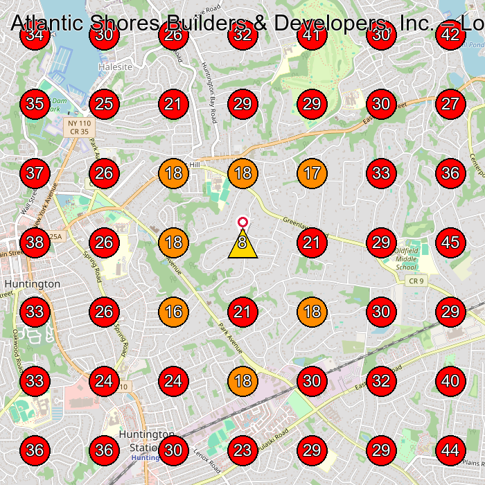 Atlantic Shores Builders & Developers, Inc. GeoGrid visibility map for Construction Company in None