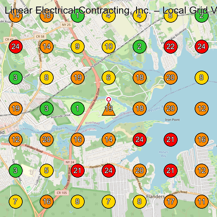 Linear Electrical Contracting, Inc. Electrician GeoGrid ranking map for None