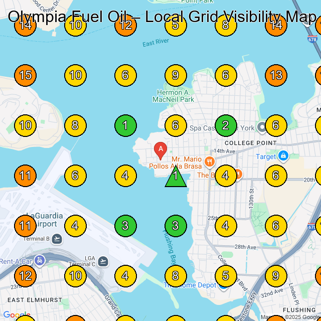 Olympia Fuel Oil GeoGrid ranking map for Heating Contractor in Bronx