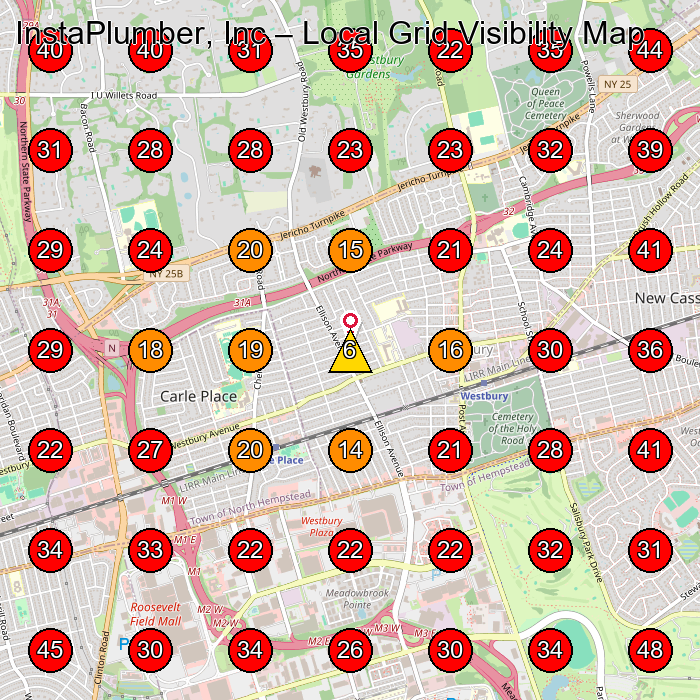InstaPlumber, Inc GeoGrid visibility map for Plumber in None