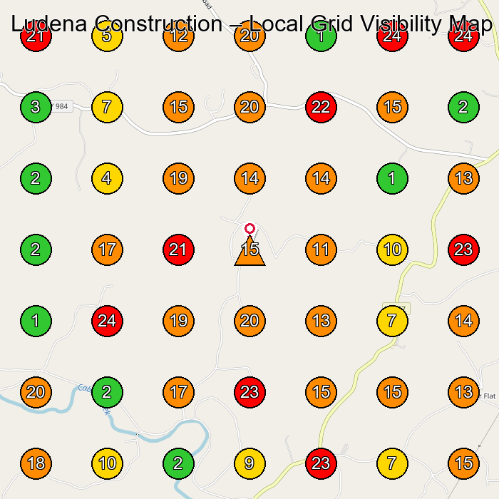 Ludena Construction Construction Company GeoGrid ranking map for None