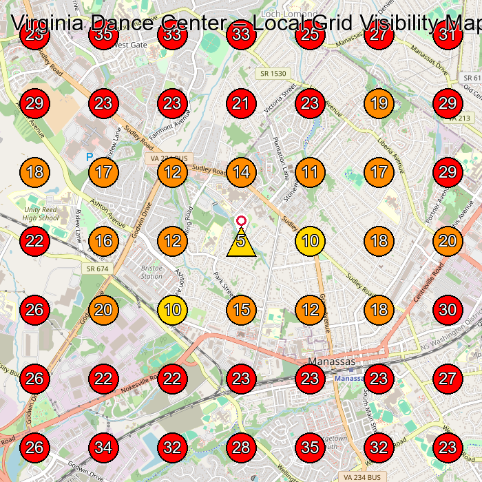 Virginia Dance Center GeoGrid visibility map for Landscaper in None