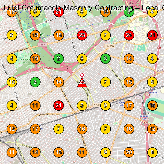 Luigi Cotumaccio Masonry Contracting Concrete Contractor GeoGrid ranking map for Jamaica NY