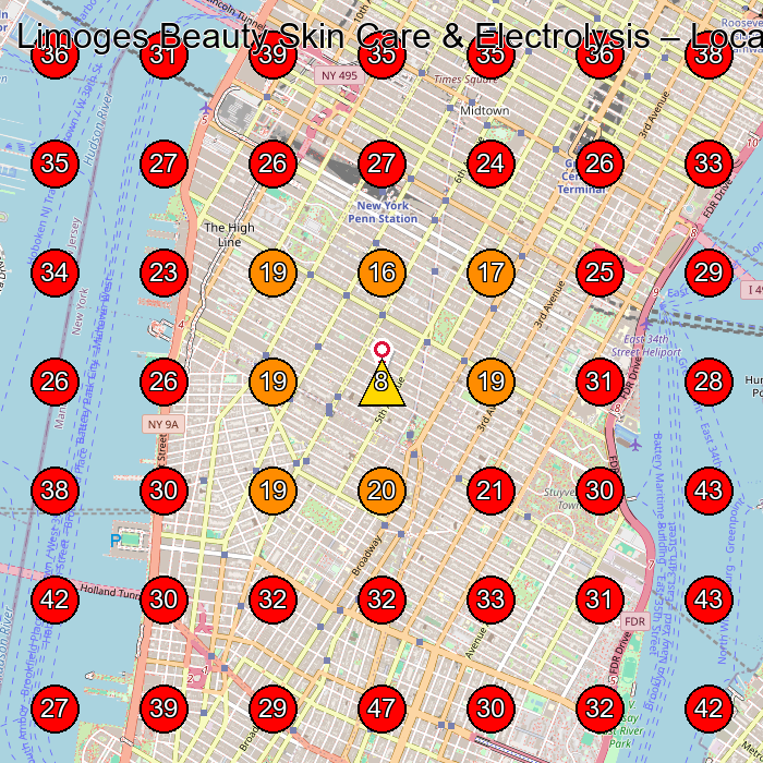 Limoges Beauty Skin Care & Electrolysis GeoGrid visibility map for Hair Removal Service in New York