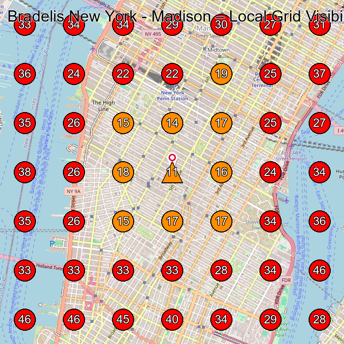 Bradelis New York - Madison GeoGrid visibility map for Lingerie Store in Jackson Heights