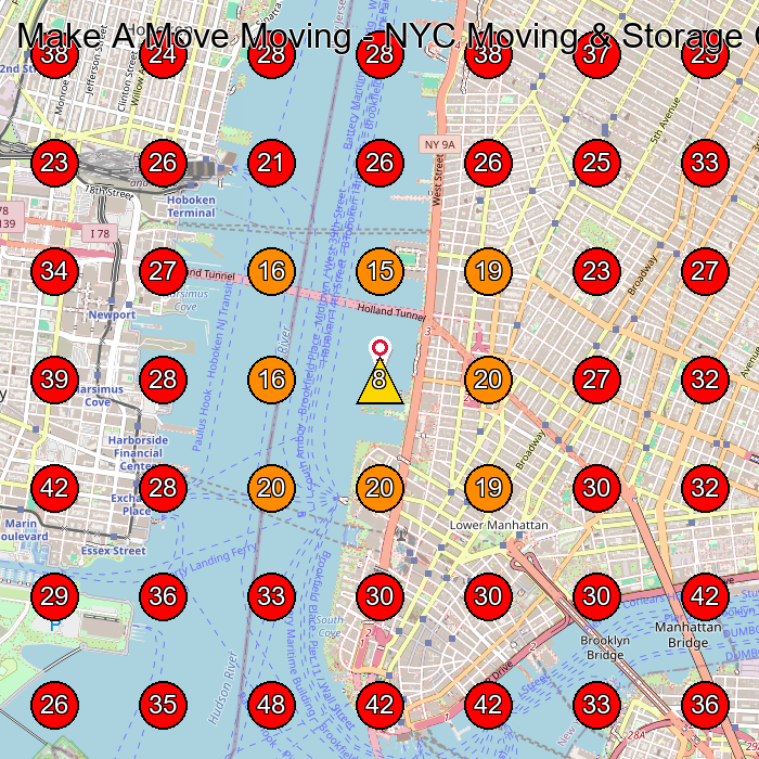 Make A Move Moving - NYC Moving & Storage Company GeoGrid visibility map for Moving And Storage Service in New York
