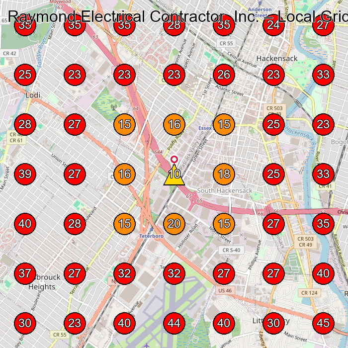 Raymond Electrical Contractor, Inc. GeoGrid visibility map for Electrical Installation Service in Carlstadt
