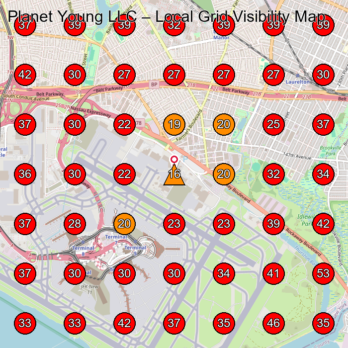 Planet Young LLC GeoGrid visibility map for Window Installation Service in Queens