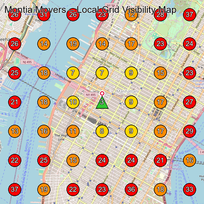 Montia Movers GeoGrid visibility map for Shipping Company in Jersey City