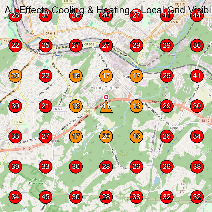 Air Effects Cooling & Heating GeoGrid visibility map for Hvac Contractor in Dover