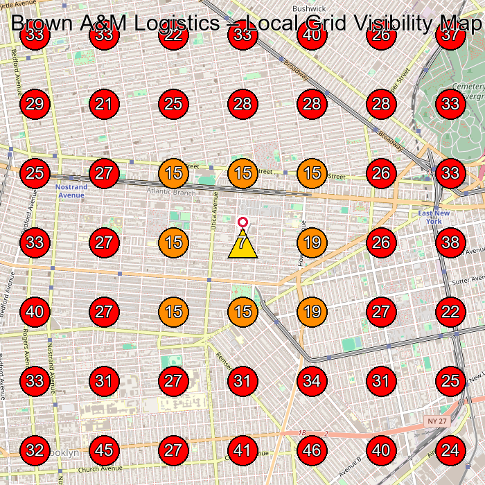 Brown A&M Logistics GeoGrid visibility map for Moving Company in None
