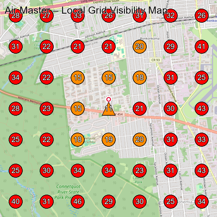 Air Master GeoGrid visibility map for Divorce Service in Ronkonkoma