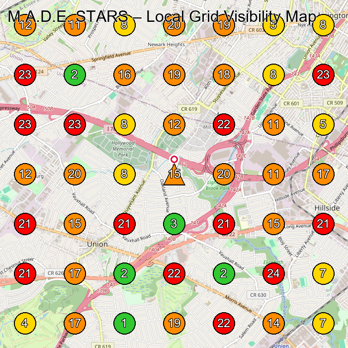 M.A.D.E. STARS Dance School GeoGrid ranking map for Union NJ