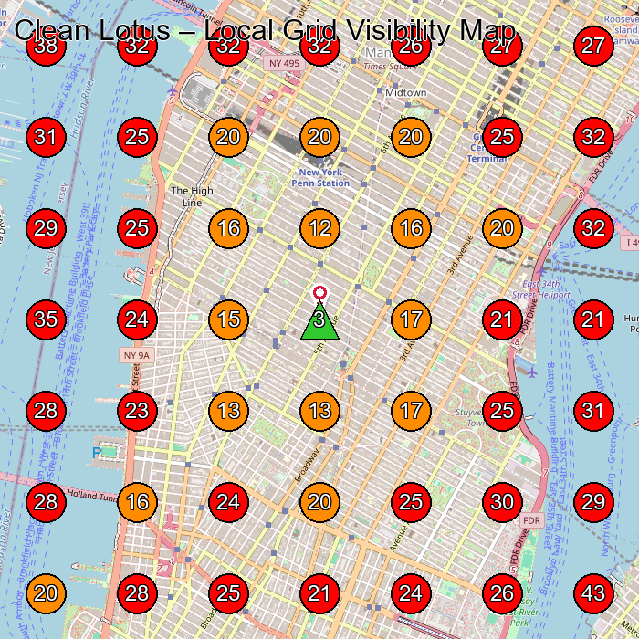 Clean Lotus GeoGrid visibility map for House Cleaning Service in New York