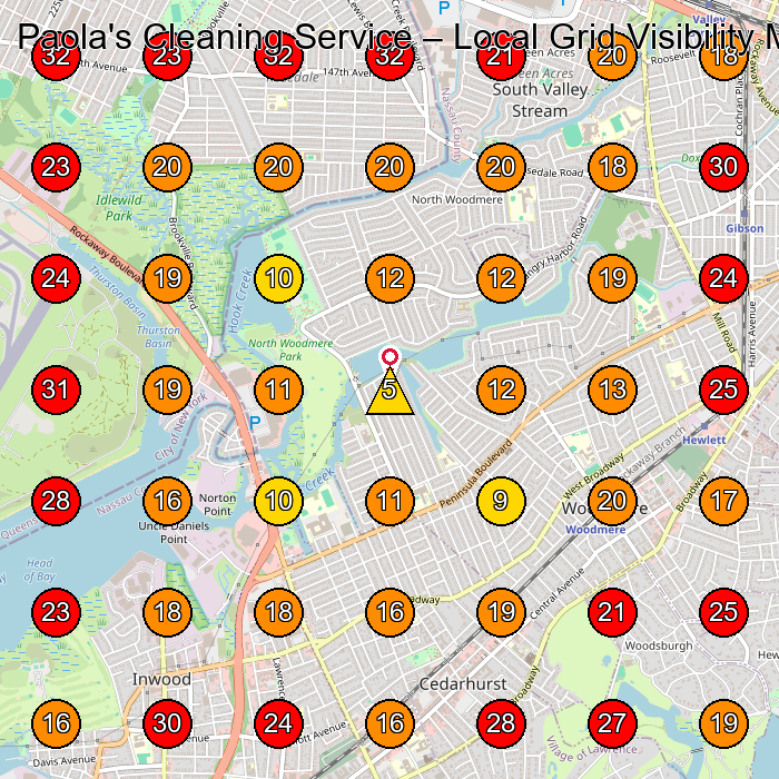 Paola's Cleaning Service GeoGrid visibility map for Commercial Cleaning Service in Island Park