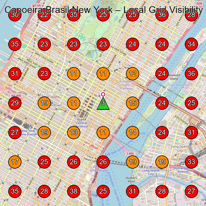 Capoeira Brasil New York GeoGrid visibility map for Martial Arts School in New York