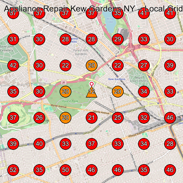 Appliance Repair Kew Gardens NY GeoGrid visibility map for Appliance Repair Service in Flushing