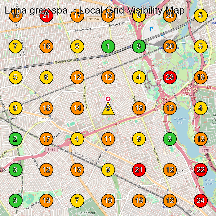 Luna grey spa Massage Spa GeoGrid ranking map for Elmhurst NY
