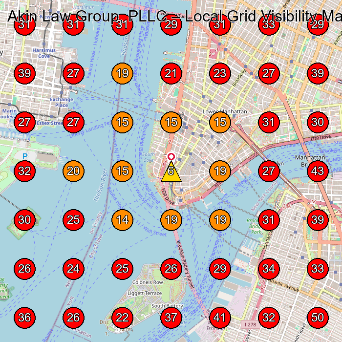 Akin Law Group, PLLC GeoGrid visibility map for Employment Attorney in Brooklyn