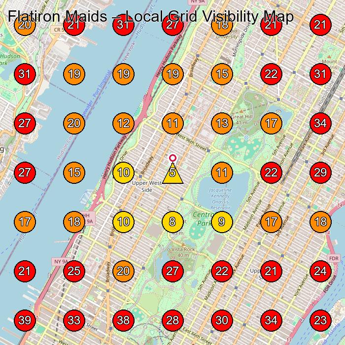 Flatiron Maids GeoGrid visibility map for Flooring Contractor in New York