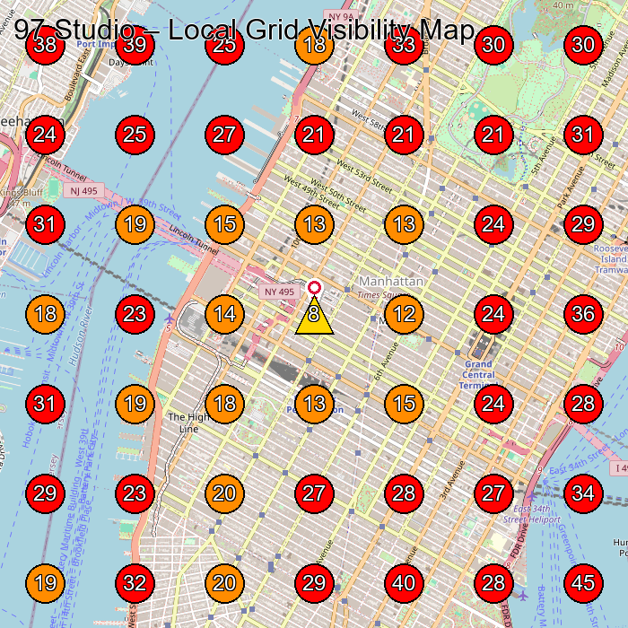 97 Studio GeoGrid visibility map for Nail Salon in New York