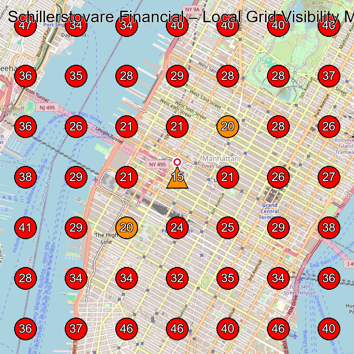 Schillerstovare Financial GeoGrid visibility map for Insurance Agency in New York