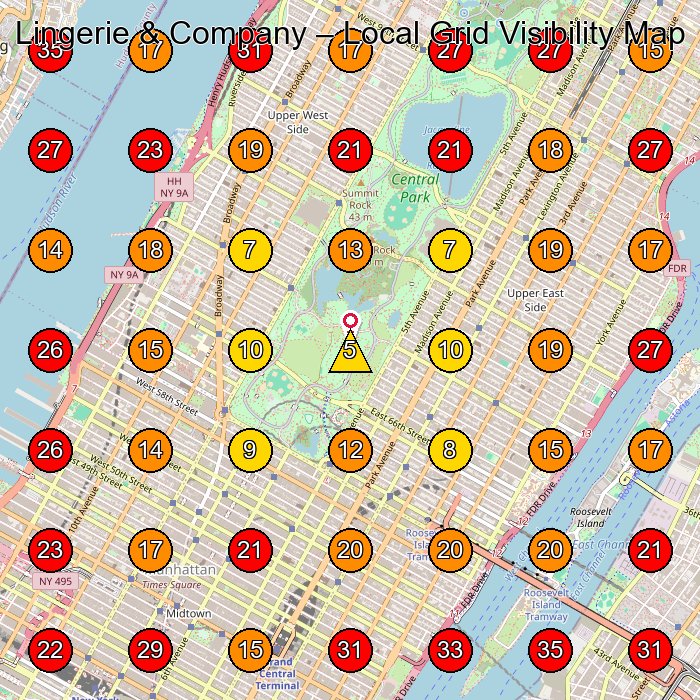 Lingerie & Company GeoGrid visibility map for Lingerie Store in Jackson Heights