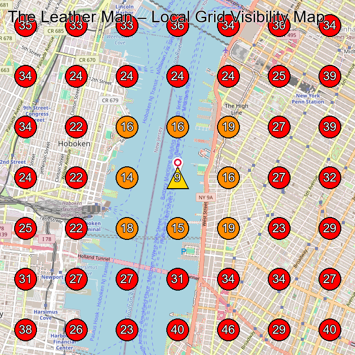 The Leather Man GeoGrid visibility map for Leather Goods Supplier in 261 W 35th St