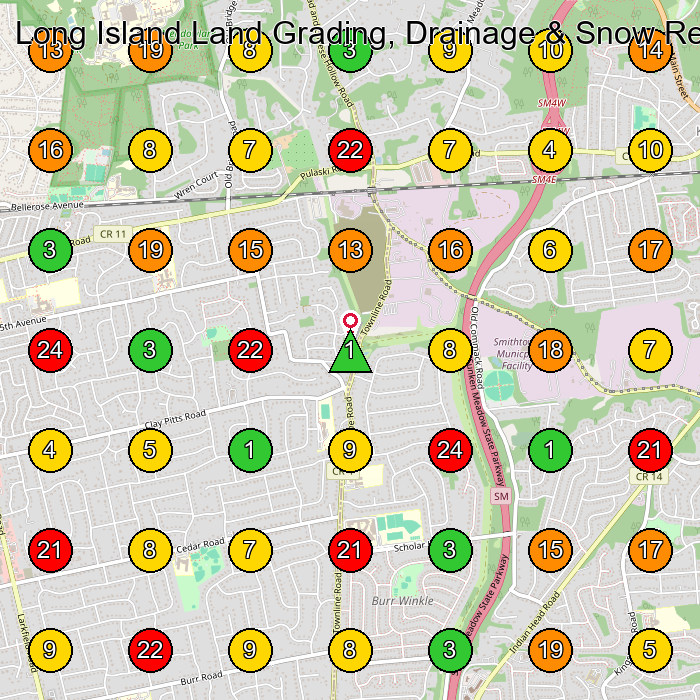 Long Island Land Grading, Drainage & Snow Removal Solutions by Lake Norman ENT Excavating Contractor GeoGrid ranking map for Kings Park NY
