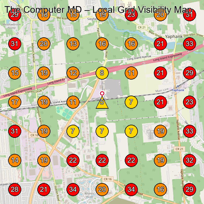 The Computer MD GeoGrid visibility map for Computer Repair Service in None