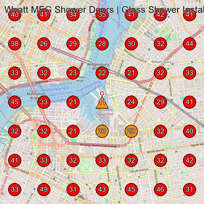 Wyatt MFG Shower Doors | Glass Shower Installations GeoGrid visibility map for Shower Door Shop in Jersey City