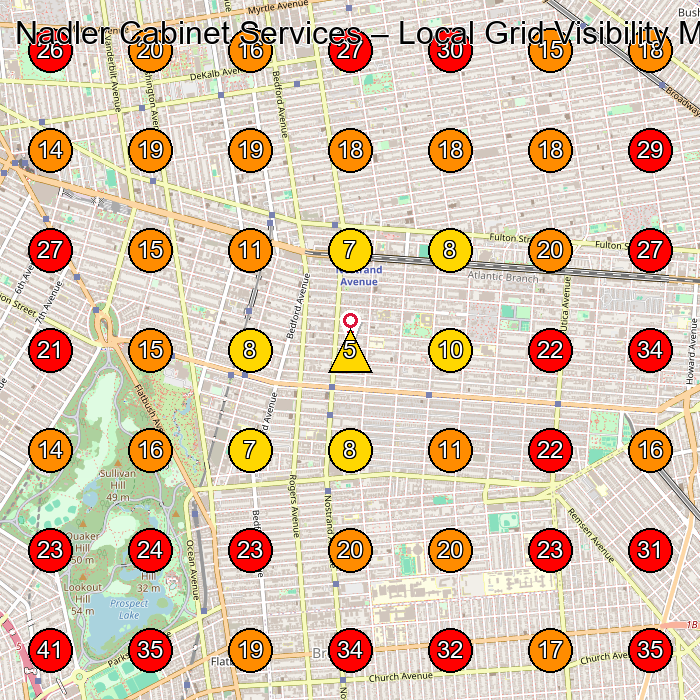 Nadler Cabinet Services GeoGrid visibility map for Security System Installation Service in None