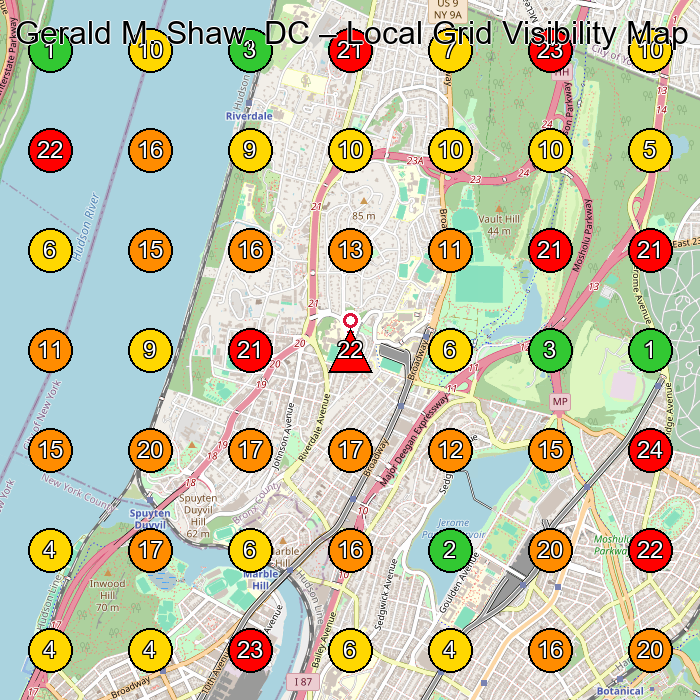 Gerald M. Shaw, DC Chiropractor GeoGrid ranking map for Bronx NY