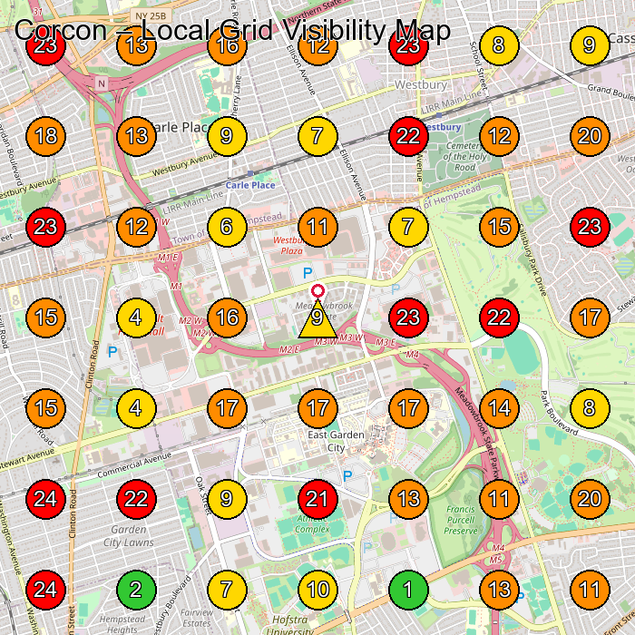 Corcon General Contractor GeoGrid ranking map for Garden City NY