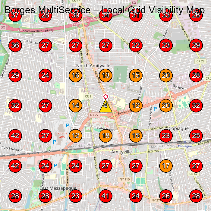 Borges MultiService GeoGrid visibility map for House Cleaning Service in Massapequa