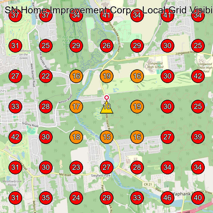 SN Home Improvement Corp GeoGrid visibility map for General Contractor in None
