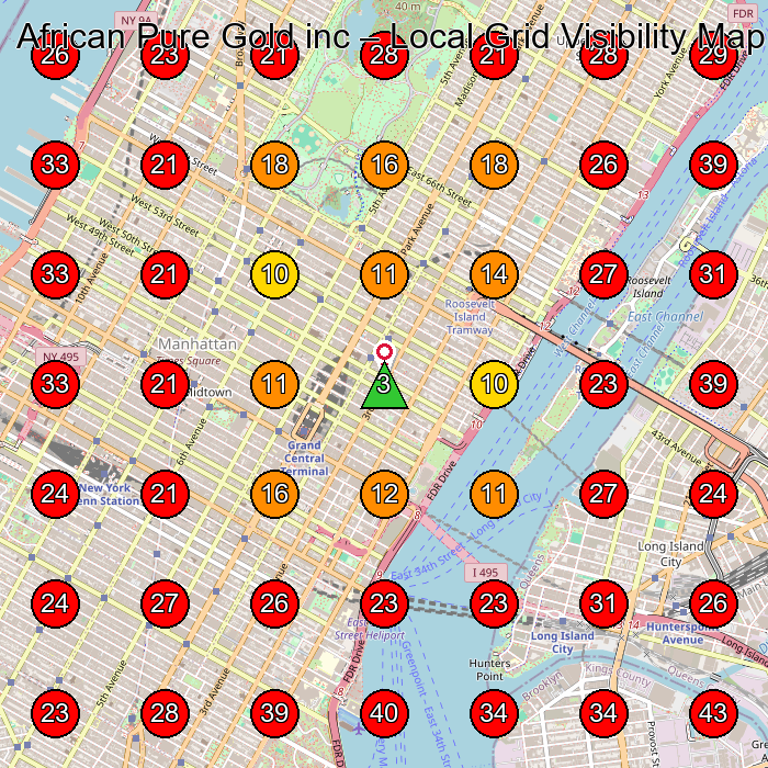 African Pure Gold inc GeoGrid visibility map for Beauty Supply Store in New York