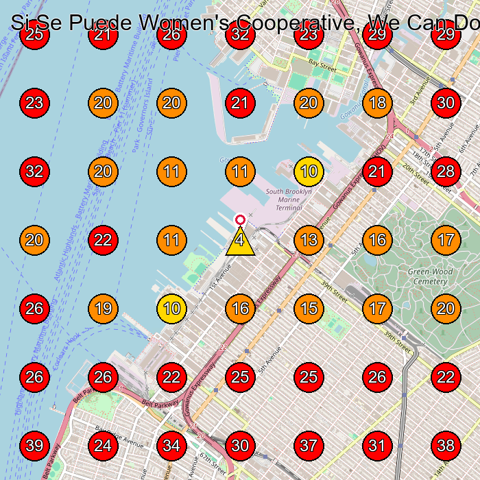 Si Se Puede Women's Cooperative, We Can Do It, Inc. GeoGrid visibility map for Clothing Supplier in Brooklyn