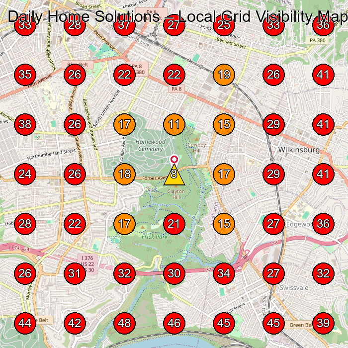 Daily Home Solutions GeoGrid visibility map for Boutique in Oakmont