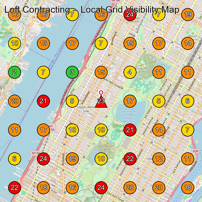 Loft Contracting General Contractor GeoGrid ranking map for None
