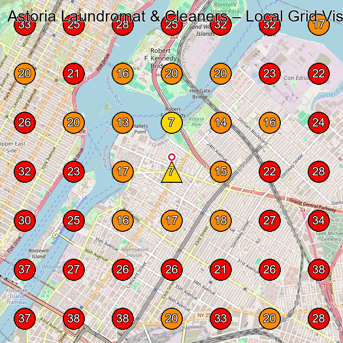 Astoria Laundromat & Cleaners GeoGrid visibility map for Laundromat in Astoria