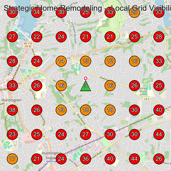 Strategic Home Remodeling GeoGrid visibility map for Construction Company in None