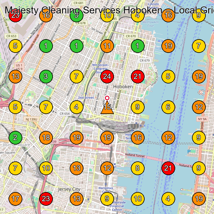Majesty Cleaning Services Hoboken House Cleaning Service GeoGrid ranking map for None