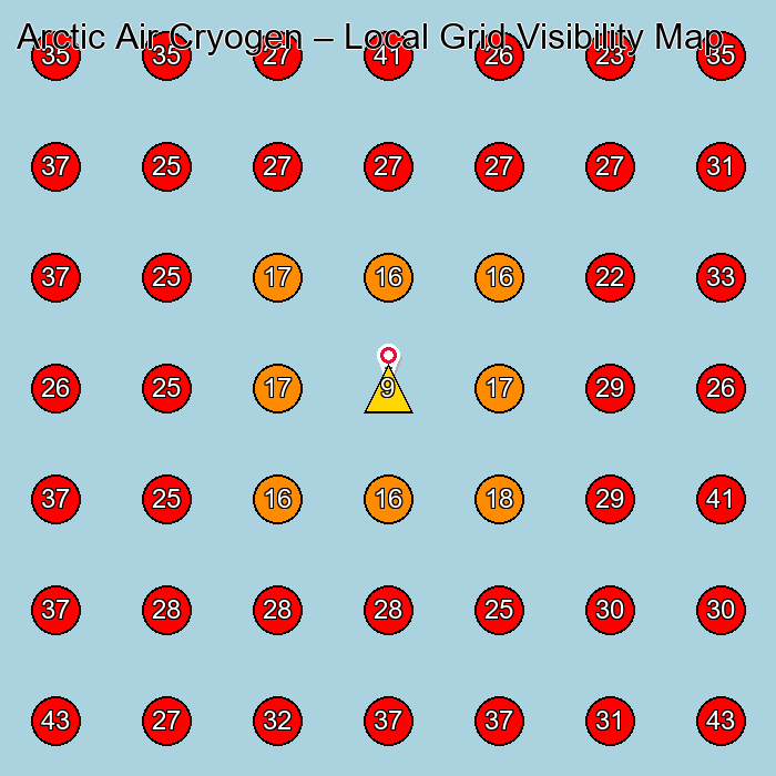 Arctic Air Cryogen GeoGrid visibility map for Manufacturer in None